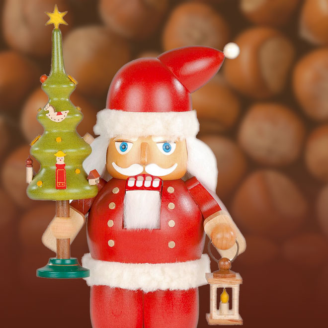 Grafik: Weihnachtsmann Nussknacker mit Tannenbaum