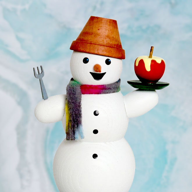 Grafik: Räuchermann Schneemann mit Apfel