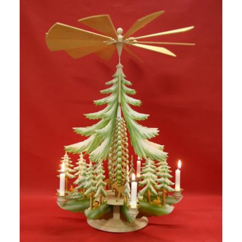 Taulin Doppelpyramide Mit Rehen – 1-stöckig, 37x35 Cm, Erzgebirgische Handwerkskunst