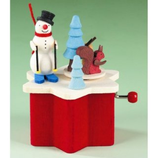 Graupner Spieldose Schneemann mit Kurbel
