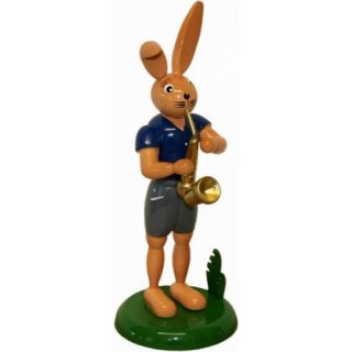 Holzkunst Gahlenz Hase mit Saxophon