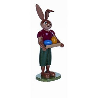 Holzkunst Gahlenz Hase rot mit Tablett