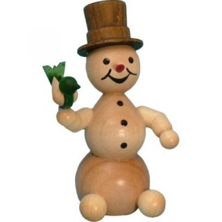 Wagner Schneemann mit Vogel sitzend