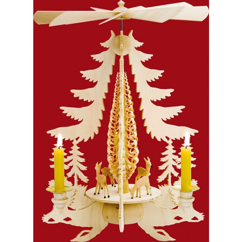 Teelichtpyramide Geschnitzte Rehe Von Richard Glässer-Shop | Engelhei