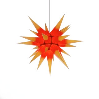 Herrnhuter Weihnachtsstern I6 gelb/roter Kern mit Beleuchtung