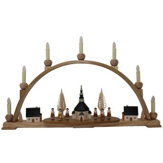 Knuth Neuber Schwibbogen Seiffener Kirche und Innenbeleuchtung