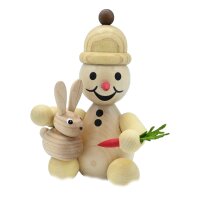 Wagner Schneemann Junior sitzend mit Hase