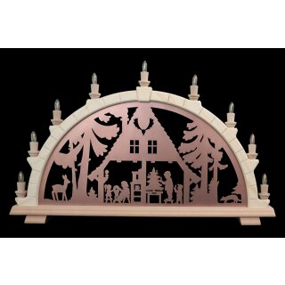 Schwibbogen Motiv Waldhaus kupfer