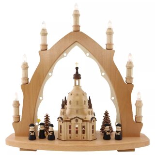 Lenk und Sohn Schwibbogen Frauenkirche mit Kurrendefiguren schwarz